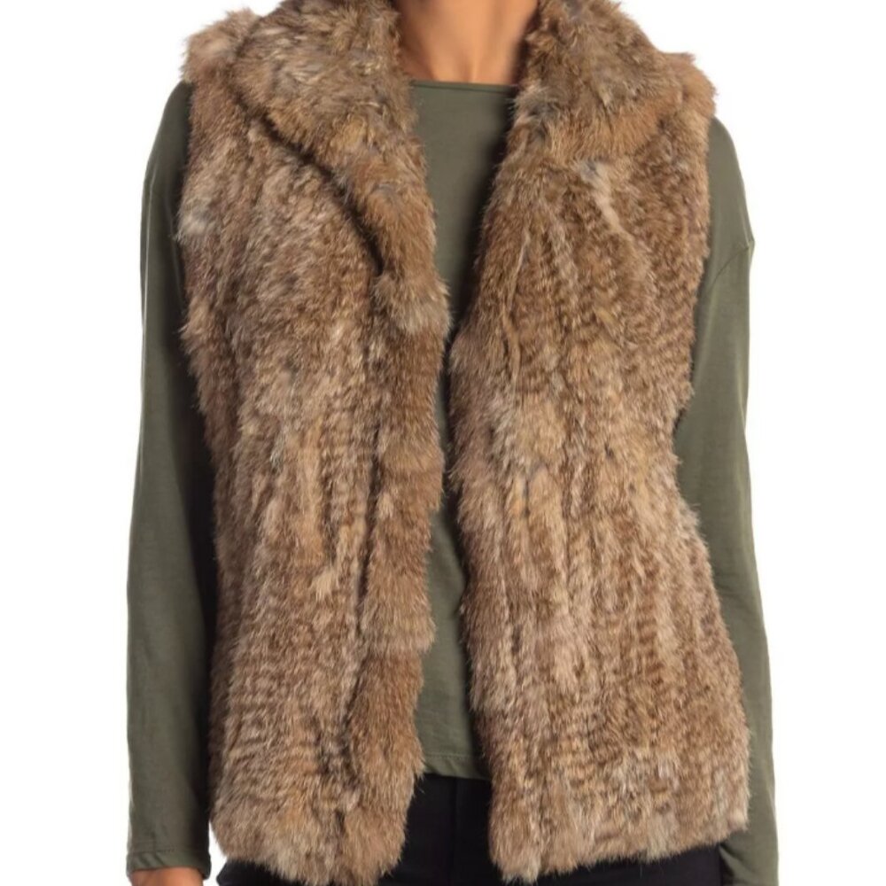 Bagatelle Real Rabbit Fur Vest Tan Women’s Size Medium